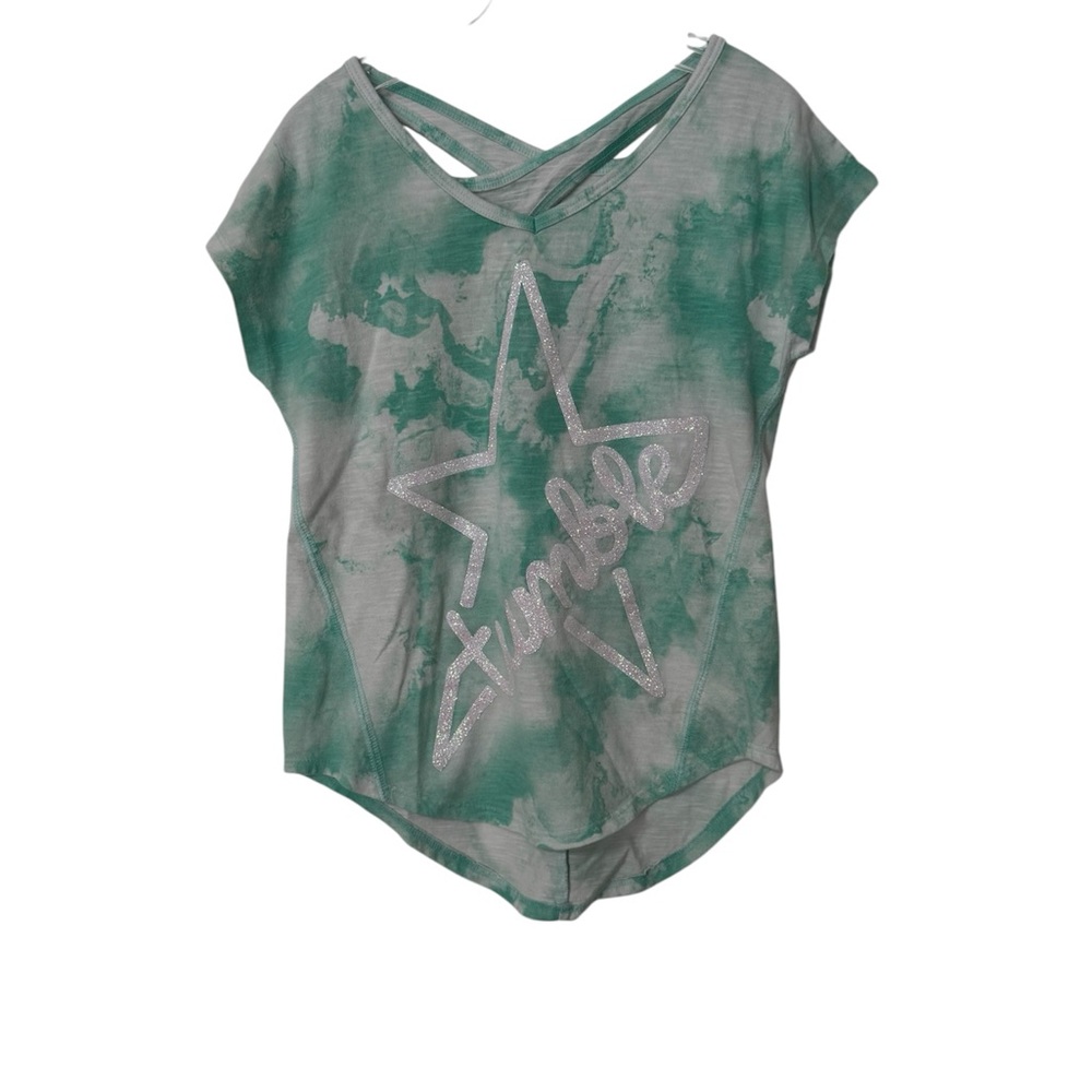 SO Green and White Star Print Tumble Tee Size 7/8
